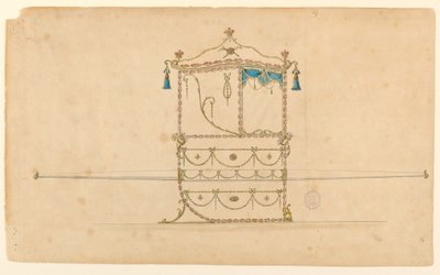 Tekening, Project voor een draagstoel, 1770-1775 door Unknown